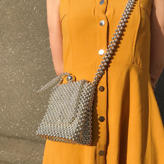 Bolso Bandolera Tejido Artesanal con Cuentas - Estilo Retro Viral - Image 4
