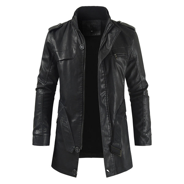 Abrigo Casual de Piel Sintética con Forro Polar para Hombre - Image 3