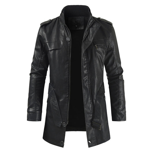 Abrigo Casual de Piel Sintética con Forro Polar para Hombre - Image 3