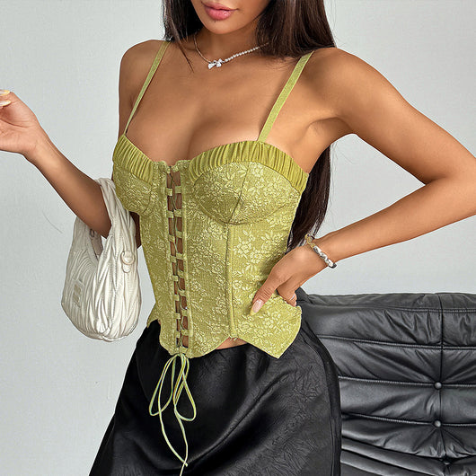 Camiseta Jacquard Texturizada con Cintura Fruncida y Tirantes - Image 3