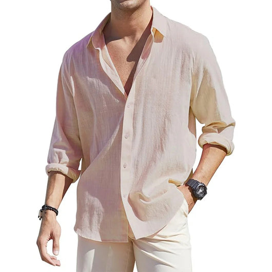 Cardigan de Lino para Hombre con Solapa y Manga Larga - Image 10