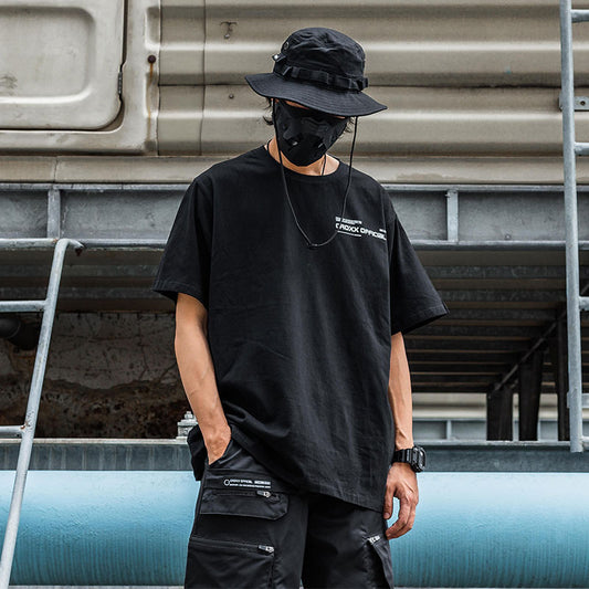 Camiseta de Algodón Suelta para Hombre - Diseño Funcional Verano