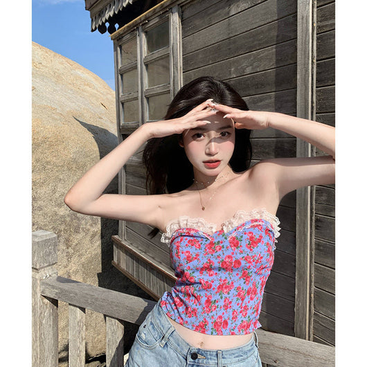 Top Tubo Strapless con Flores - Diseño Envolvente Sexy
