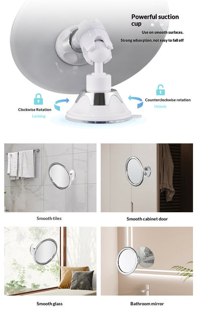 Espejo Antivaho para Baño con Ventosa Giratoria 360° - Plateado - Image 11