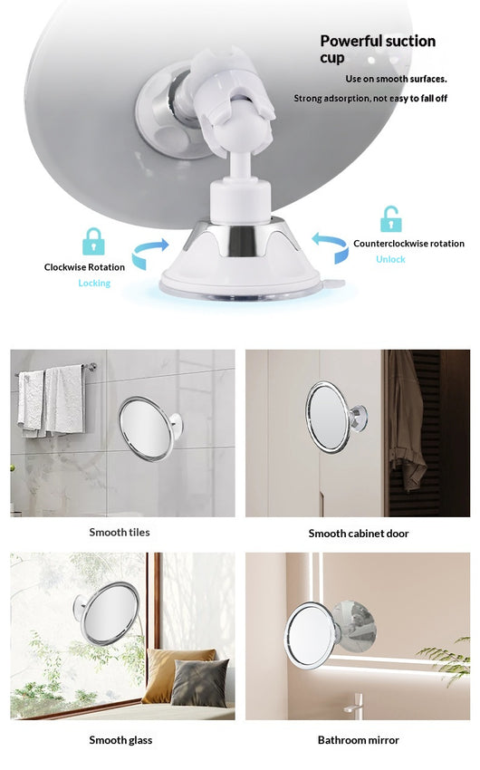 Espejo Antivaho para Baño con Ventosa Giratoria 360° - Plateado - Image 11