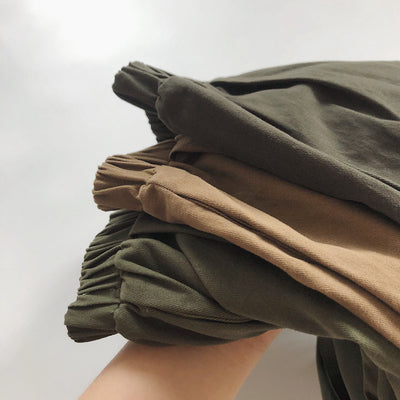 Pantalones Casuales Infantiles de Color Sólido con Cintura Elástica Estilo Literario - Image 22