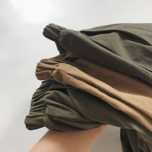 Pantalones Casuales Infantiles de Color Sólido con Cintura Elástica Estilo Literario - Image 22