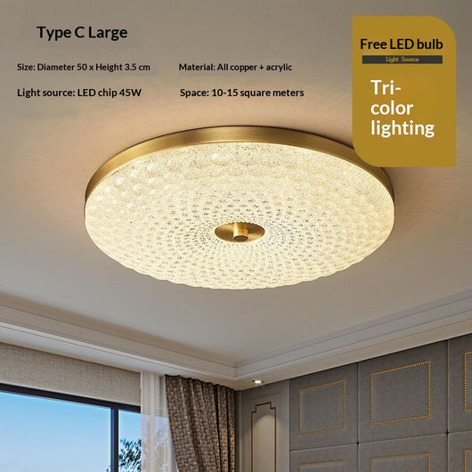 Lámpara de Techo de Cobre Macizo LED Estilo Nórdico Lujo para Dormitorios - Image 6