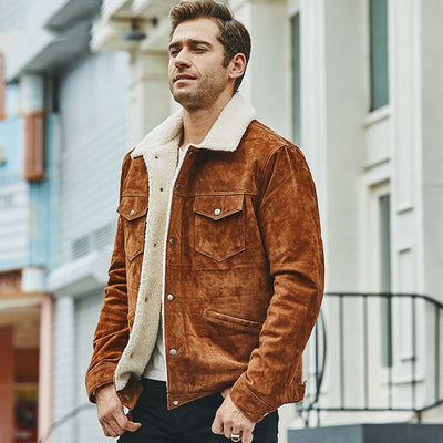 Chaqueta Acolchada de Algodón y Cuero Genuino para Hombre - Image 6