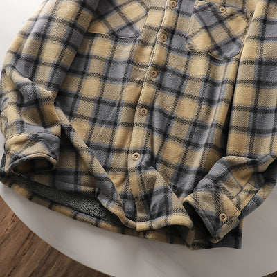Abrigo Acolchado de Lana Escocesa con Forro Polar para Otoño e Invierno - Image 14