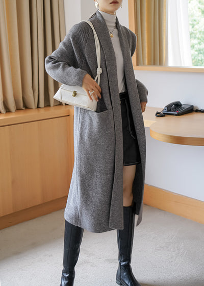 Cardigan Largo de Alpaca Grueso con Cinturón - Suéter Tejido Holgado para Mujer - Image 12