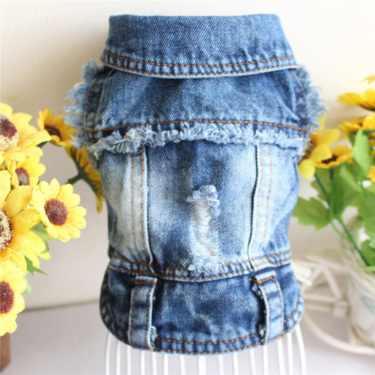 Ropa para Mascotas Denim con Flecos Rotos - Image 2