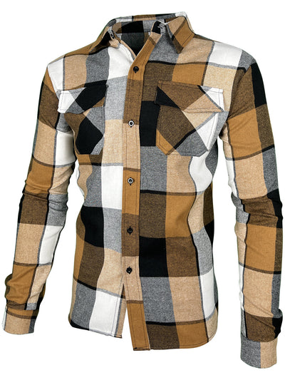 Camisa Manga Larga Cuadros con Solapa - Estilo Casual Moderno - Image 14