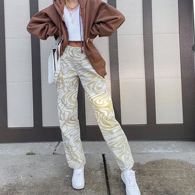 Pantalones Rectos Estampados Oversize para Mujer - Image 28