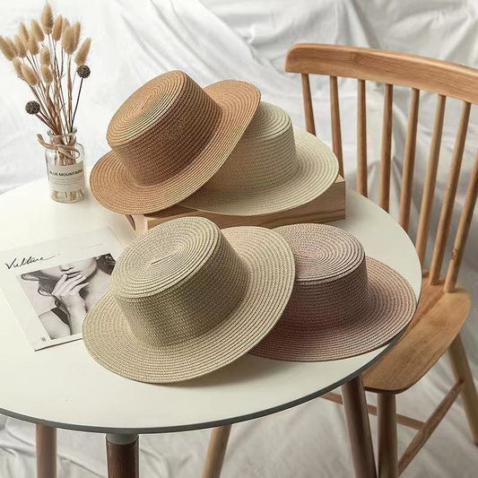 Sombrero de Paja Plano para Mujer con Protección Solar - Image 2
