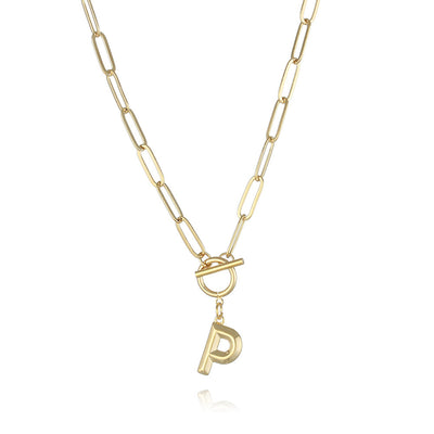 Collar de Letra Chapado en Oro Real Estilo Hip Hop - Image 18