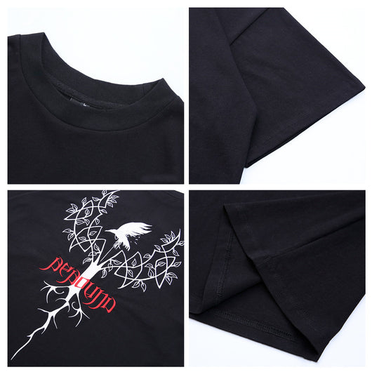 Playera de Manga Corta Estilo Anime Hip-Hop con Estampado Gráfico - Image 2