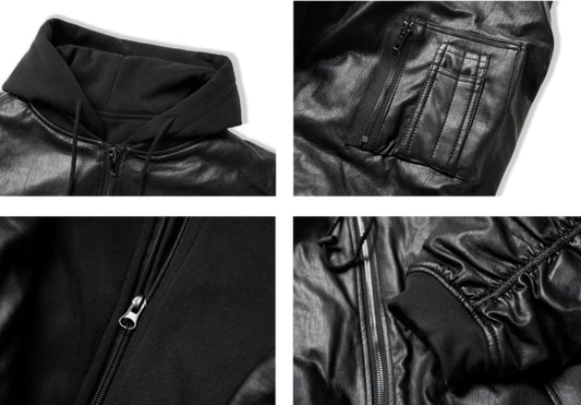 Chaqueta Acolchada de Cuero PU con Capucha y Forro Térmico - Image 2