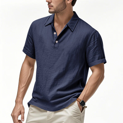 Polo Casual Británico Hombre con Cuello Solapa y Cierre de Hebilla en Lino - Image 18