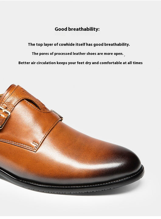 Zapatos de Cuero Ejecutivo Retro con Doble Hebilla - Estilo Clásico para Hombre - Image 13