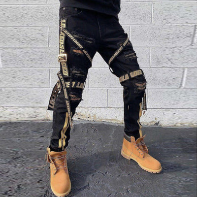 Pantalón Vaquero Slim Fit con Cinturón Casual para Hombre - Image 3