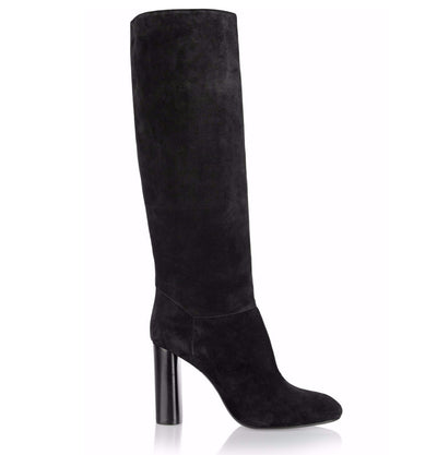 Botas de Ante Negro con Tacón Robusto y Punta Redonda - Image 5