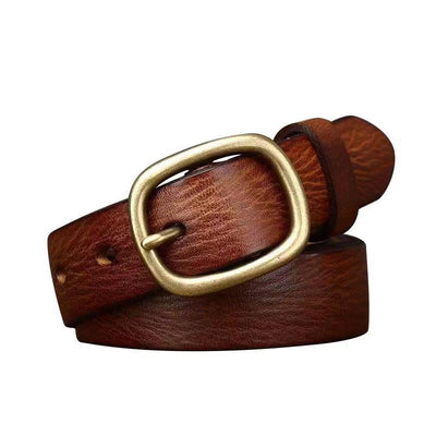 Cinturón de Cuero Genuino con Hebilla Vintage de Cobre Artesanal - Image 5