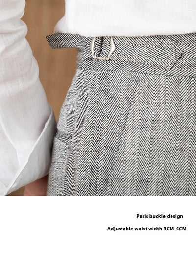 Pantalones Rectos de Cintura Alta en Algodón y Lino Transpirable - Image 11