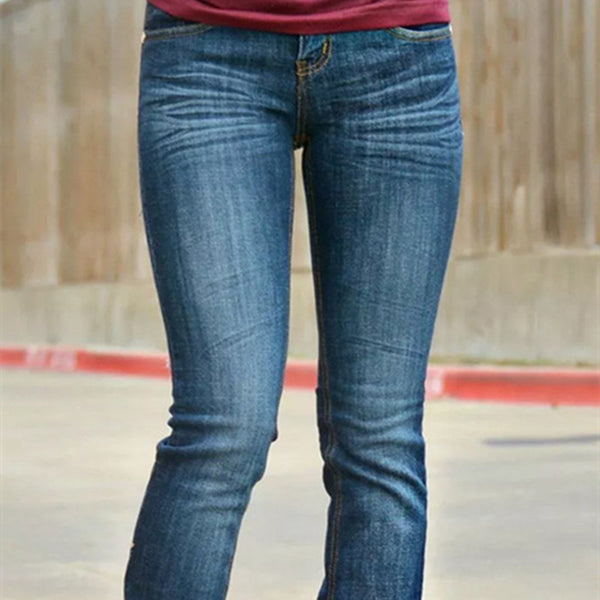 Pantalones Vaqueros Skinny Talle Bajo con Bolsillos Bordados para Mujer