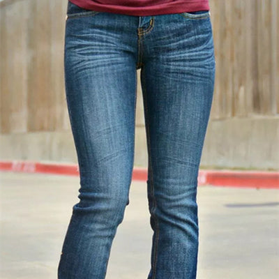 Pantalones Vaqueros Skinny Talle Bajo con Bolsillos Bordados para Mujer
