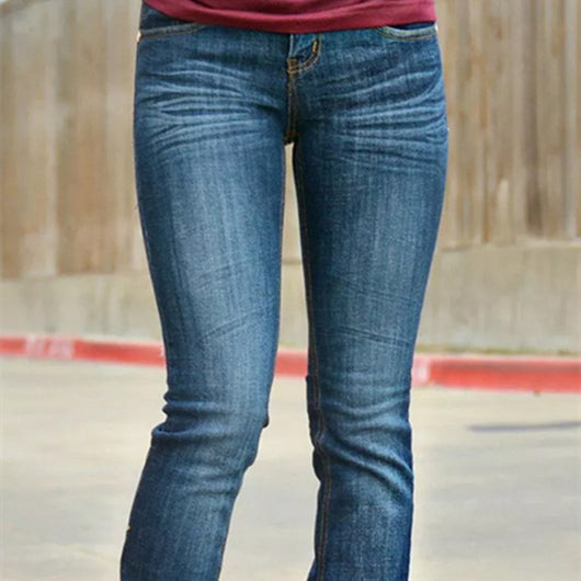 Pantalones Vaqueros Skinny Talle Bajo con Bolsillos Bordados para Mujer