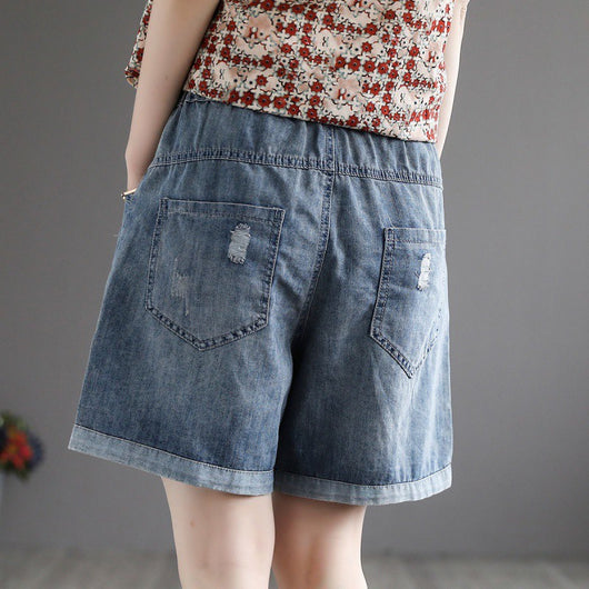 Shorts de Mezclilla Talle Alto Rotos Estilo Vintage para Mujer - Image 11