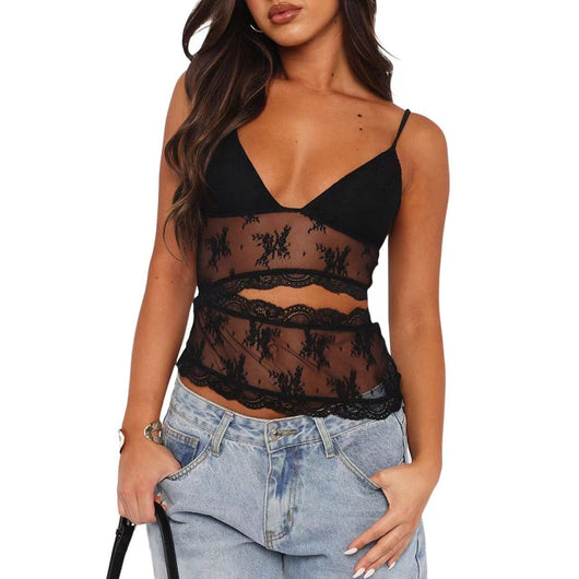 Bralette Espalda Descubierta con Encaje - Top Tirante Fino Cuello V Colores Pastel - Image 9