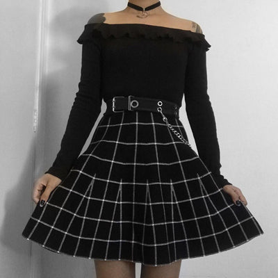 Minifalda Cuadriculada de Talle Alto con Paneles - Image 18