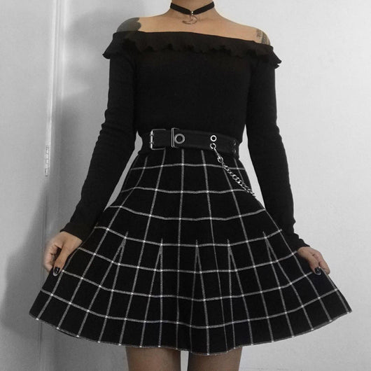 Minifalda Cuadriculada de Talle Alto con Paneles - Image 18
