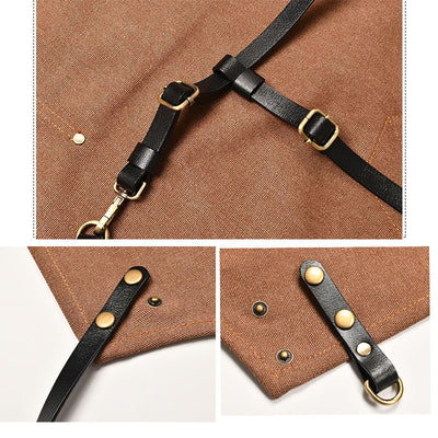 Delantal de Lona con Tirantes Cruzados y Cuero Grueso - Image 12