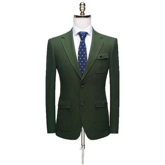 Traje Business Casual Verde Terciopelo para Hombre - Image 2