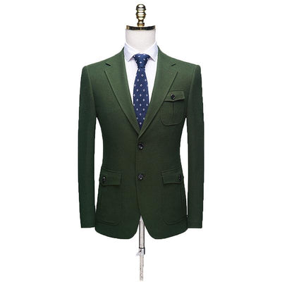 Traje Business Casual Verde Terciopelo para Hombre - Image 2