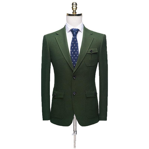Traje Business Casual Verde Terciopelo para Hombre