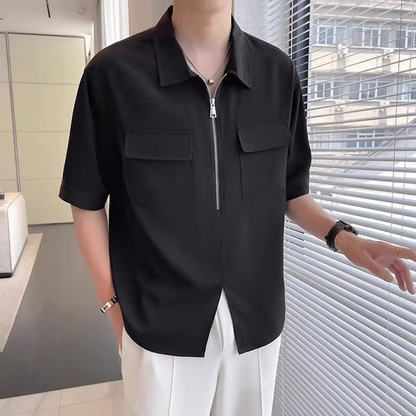 Camisa de Trabajo Manga Corta con Cierre Medio para Hombre