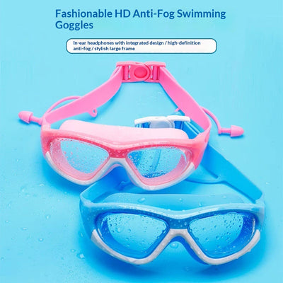 Gafas de Natación Infantiles Antivaho con Tapones Auditivos Integrados
