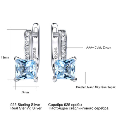 Aretes de Plata con Topacio Azul Cielo - Diseño Minimalista Cuadrado - Image 9