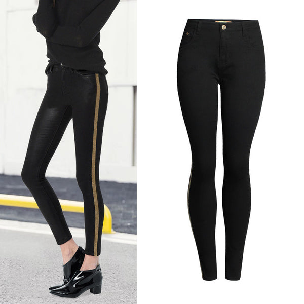 Jeans Cintura Alta con Costuras Decorativas y Dobladillo Ajustado