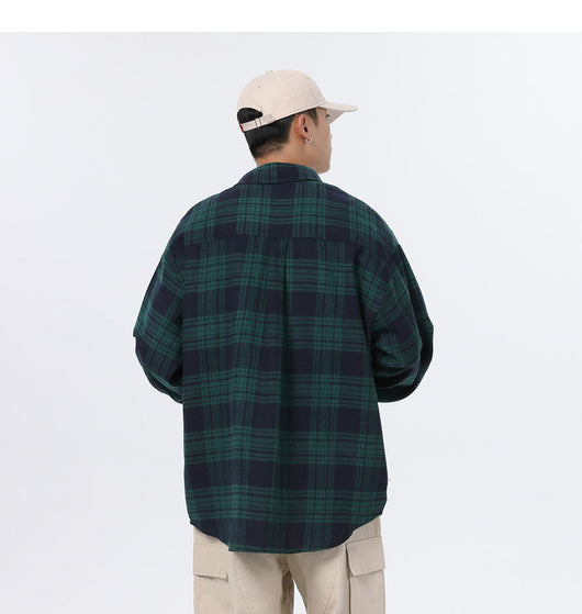 Camisa Casual Retro Cuadros para Hombre - Corte Holgado Primavera Otoño - Image 26