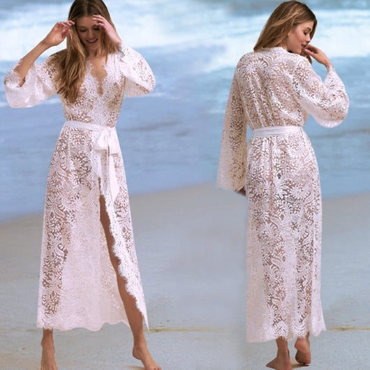 Blusa Bikini de Encaje con Protección Solar - Cardigan Playero Sexy - Image 8