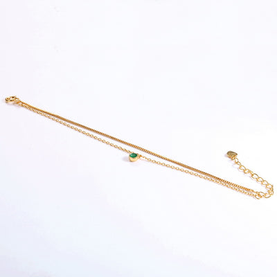 Pulsera de Plata Esterlina con Esmeralda Natural de Dos Capas - Image 11