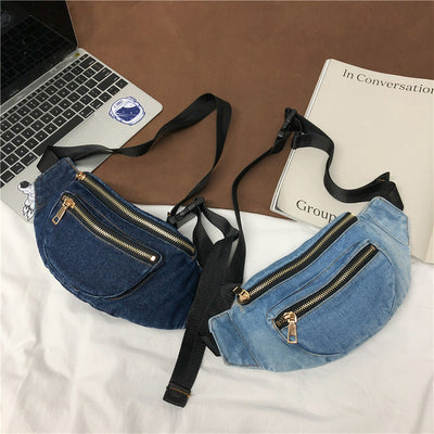 Bolsa de Pecho Denim Estilo Harajuku Japonés y Coreano