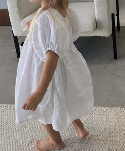 Vestido Niña Algodón y Lino con Mangas Abullonadas - Image 7