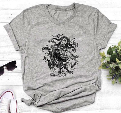 Playera Ulzzang Gótica Dragon Punk - Estilo Coreano Alternativo - Image 2
