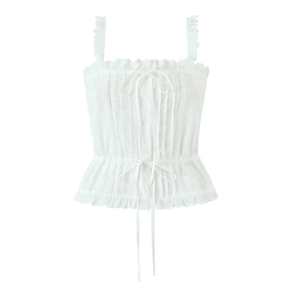 Conjunto de Blusa sin Mangas Bordada y Culotte de Algodón